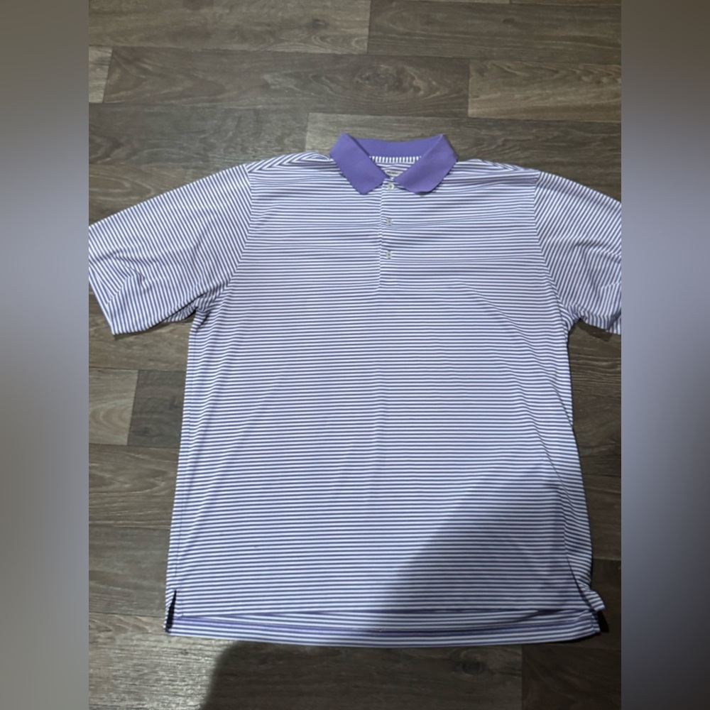 Purple and White Striped Golf Polo Shirt XL